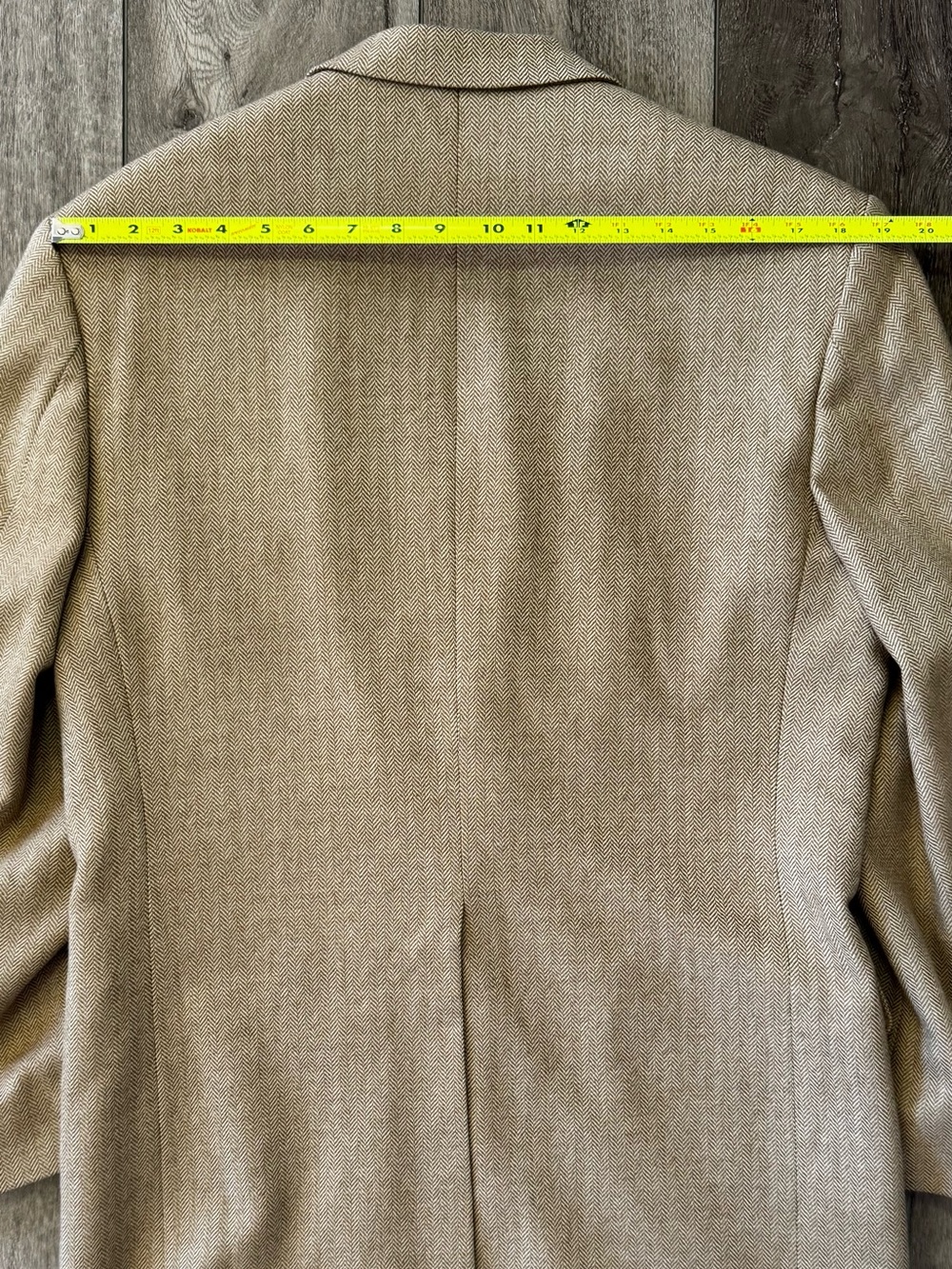 Lands’ End Sport Coat Men’s 40R Taupe Herringbone Wool Blazer Suit Jacket - Picture 12 of 16